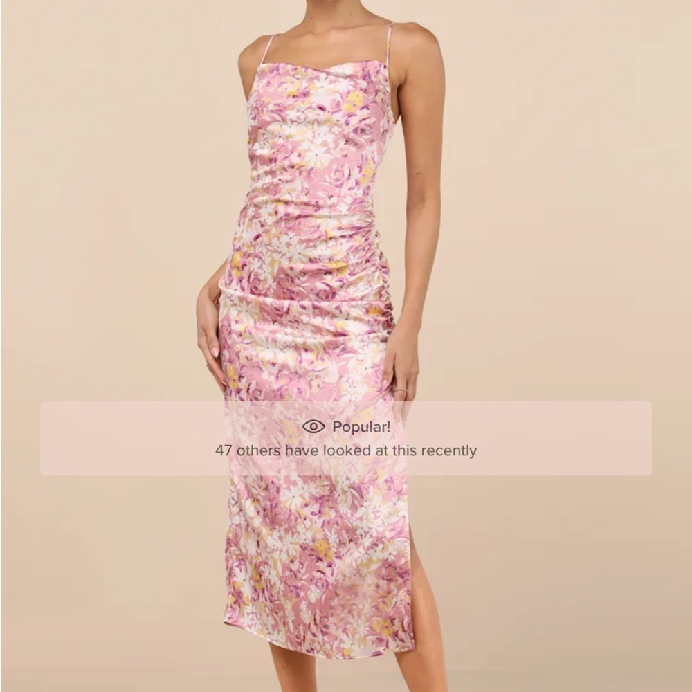 Lulu's Pink Floral Midi Dress